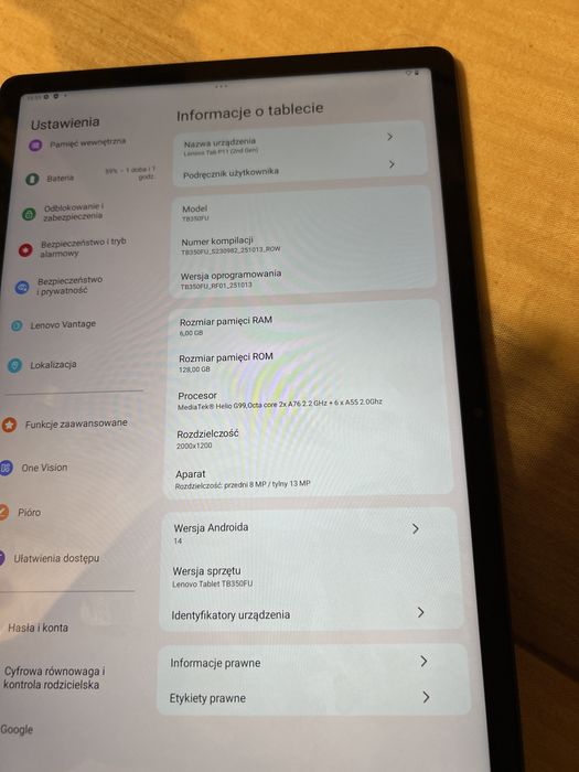 Tablet Lenovo Tab P11 128 GB TB350FU - bardzo ladny + rysik