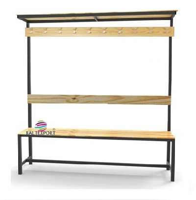 Banco Balneário Vestiário com Cabides Ripas Madeira Pinho / Fenolico