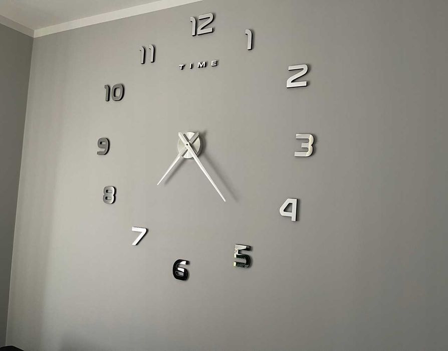 Duży Zegar Ścienny Diy 3d Efekt Lustra Naklejany