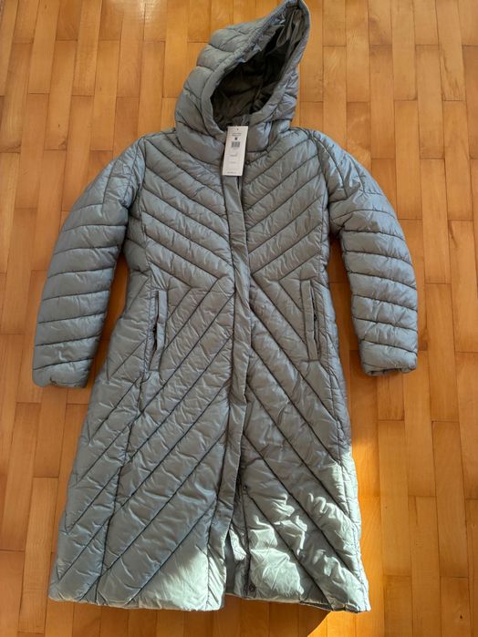 Nowa- Długa kurtka oliwkowa M, zimowa, damska