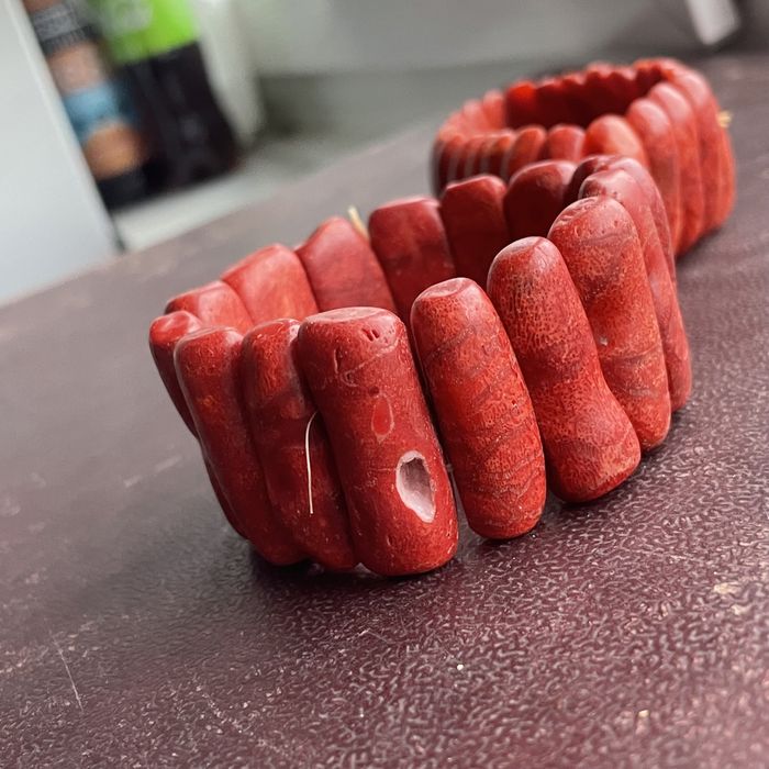 Bransoletka koral naturalny czerwony prl stary