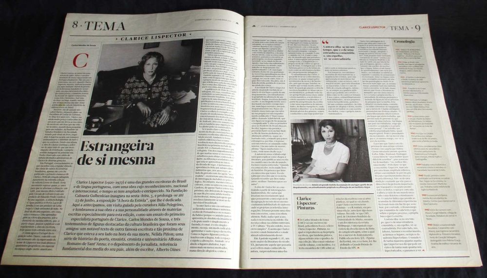 Jornal de Letras Artes e Ideias Clarice Lispector A estrangeira de si mesma