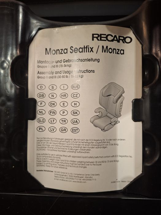 RECARO Monza 15-36 fotelik