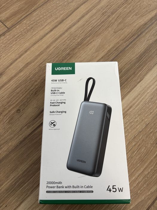 Nowy Powerbank Ugreen PB536 20000mAh 45W USB-C Wbudowany Kabel