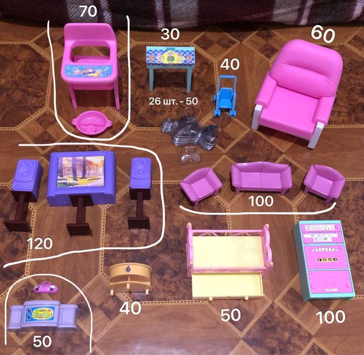 Кукольный домик и мебель, кукольный бассейн