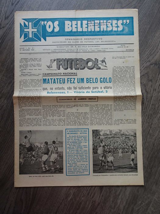 Antigo Jornal Belenenses Outubro 1954