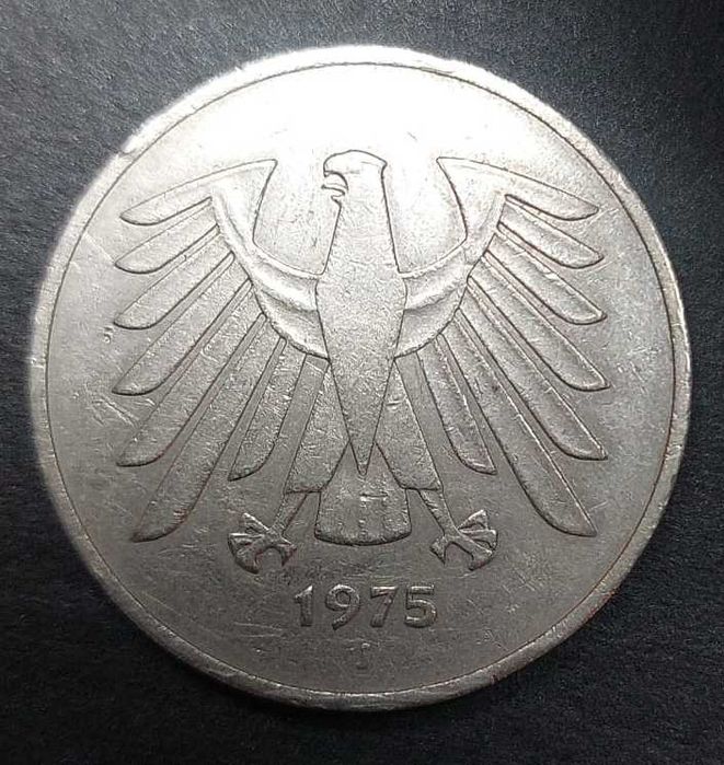 Alemanha 5 Deutsche Mark 1975J