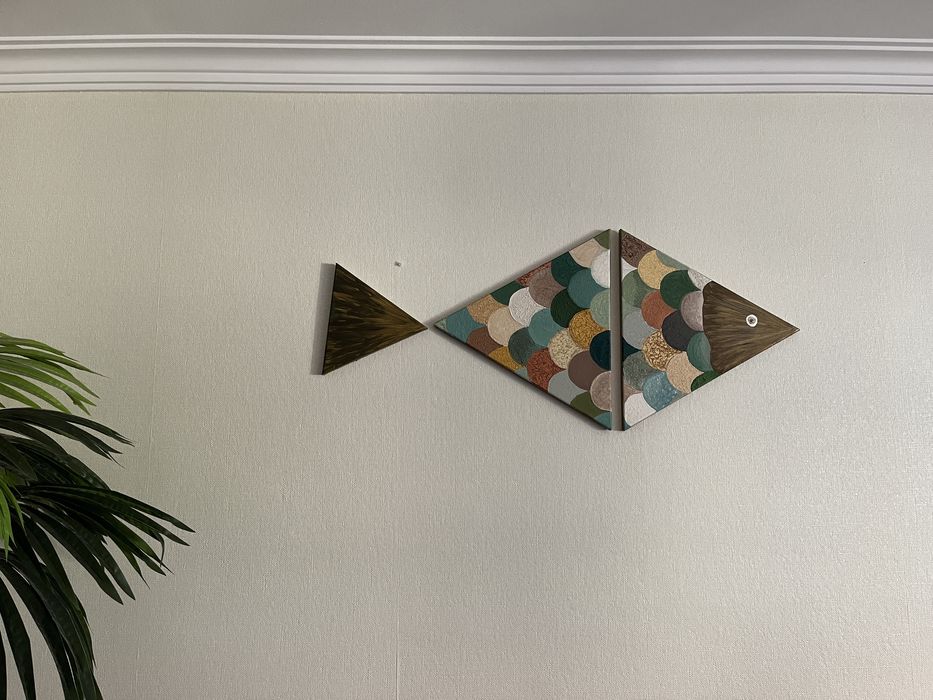 Quadro peixe pintura acrilica