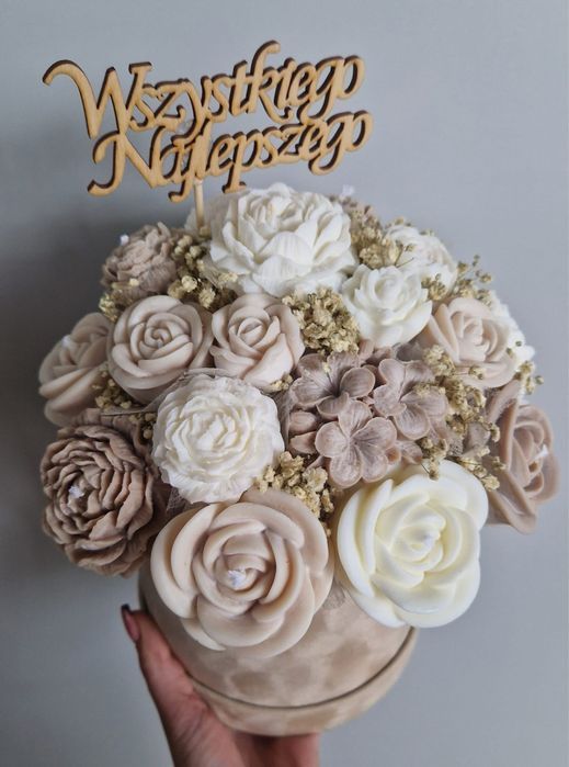 Flower Candle Box - świece sojowe w pudelku prezent komunia ślub