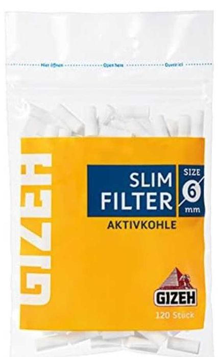 Gizeh Slim, filtry  6 mm z węglem aktywnym 120 szt. Okazja