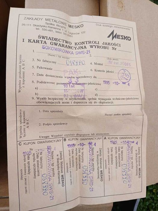 Sokowirówka Mesko prawie nowa, Made in Poland