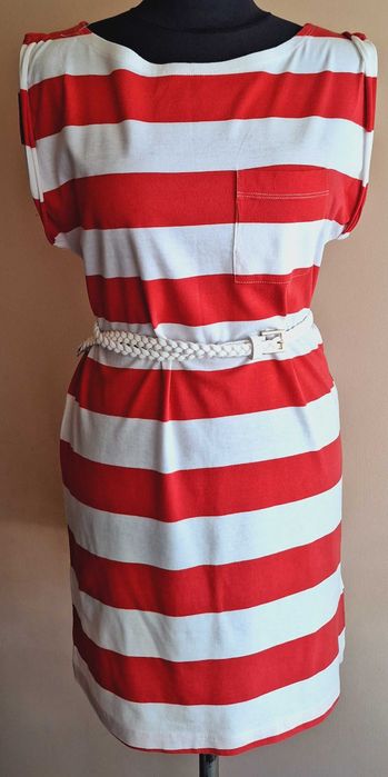 H&M sukienka tunika w pasy z kieszonką