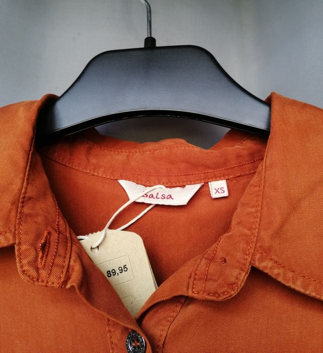 Vestido camiseiro com cinto laranja - Salsa (NOVO C/ETIQUETA)