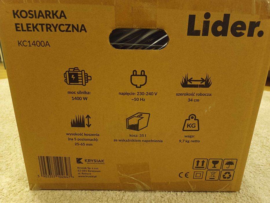 Sprzedam nową kosiarki elektryczne Lider KC1400A