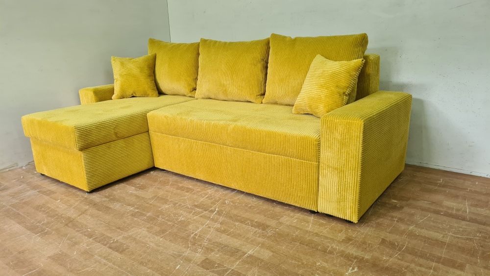 Nowy Narożnik sprężyny automat sztruks welur plusz kanapa sofa rogówka