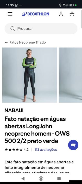 Fato neoprene surf natação águas abertas  triatlo nabaiji  ows 2/2 Decathlon