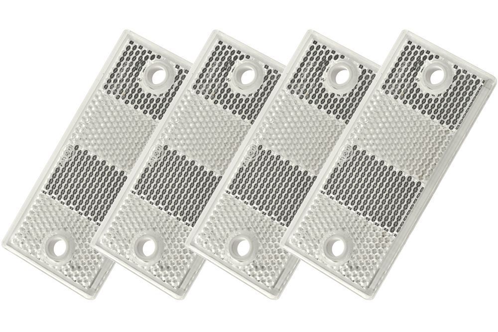 Odblaski prostokątne białe z otworami DOBPLAST 90x40mm KOMPLET 4x