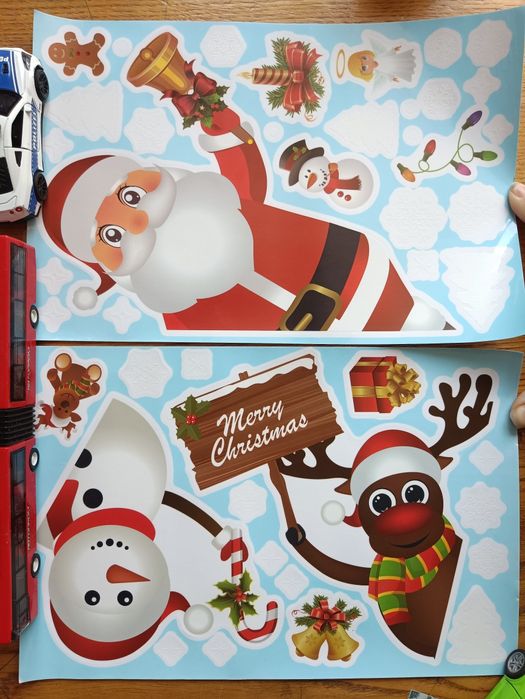 новорічні наклейки на вікна, багаторазові