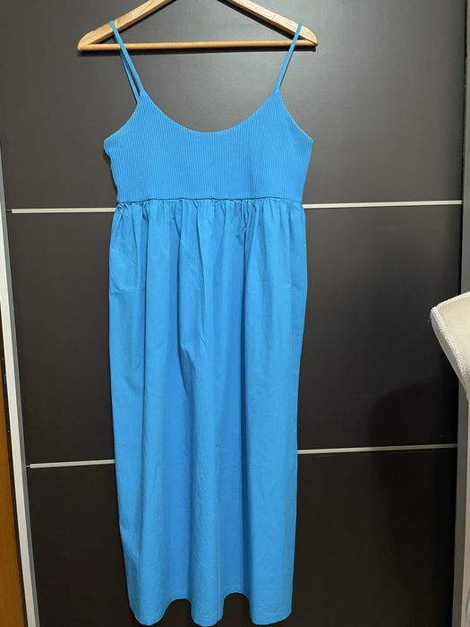 Vestido alcinhas azul turquesa Zara