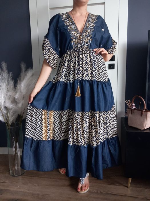 Piękna, długa sukienka boho M do 3xl