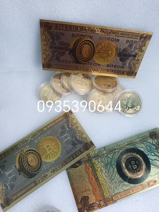 Bitkoin,купюра+ монета в подарок,сувенир,в наличии
