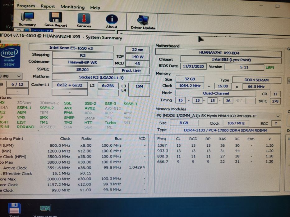Материнская плата Huananzhi X99-BD4 + Xeon E5 1650v3