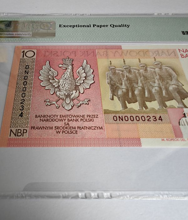 10 złotych 2008 Niepodległość Niski Numer PMG67EPQ!