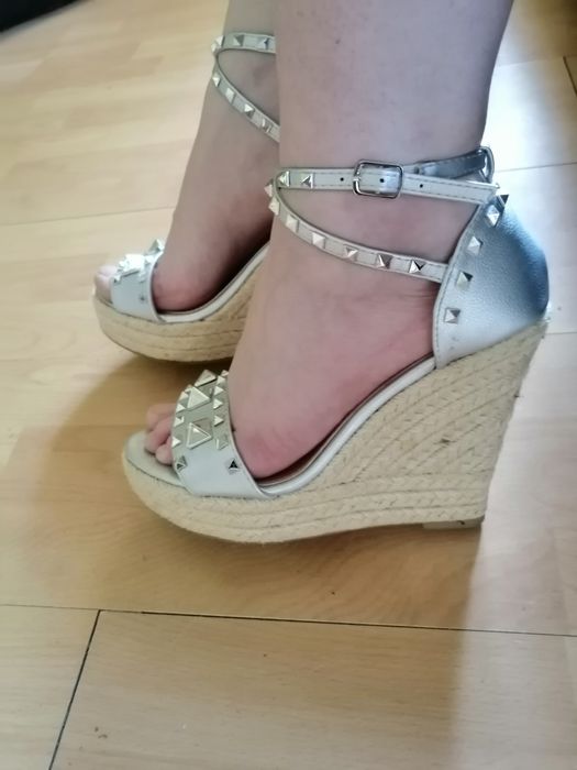 Sandałki espadyle srebrne wkładka 24cm