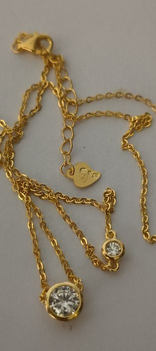 Colar zircónia em prata dourada