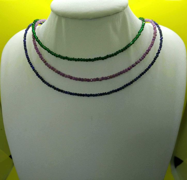 Colar Contas Vidro Facetadas e Brilhantes Azul NOVO - SALDO