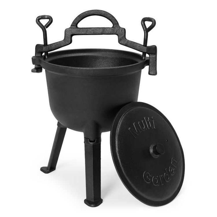 Kociołek żeliwny stojący 5L garnek myśliwski ognisko grill MultiGarden