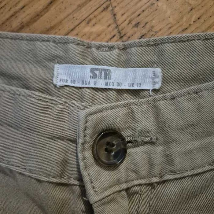 spodnie damskie beżowe stradivarius 40 L szerokie nogawki kieszenie hit