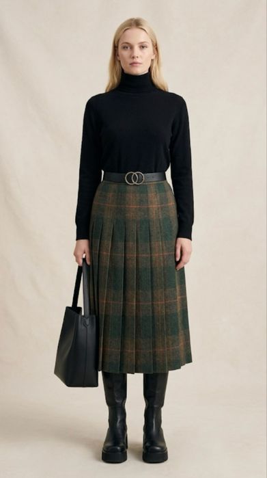 Трендовая юбка плиссе в клетку / Old Money / Preppy style