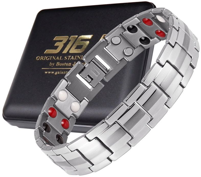 Srebrna ZDROWOTNA bransoleta męska MAGNETYCZNA DUŻA MOC ! Szeroka !