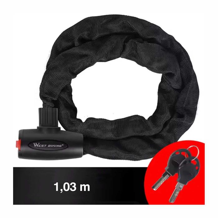 Corrente antifurto moto - cadeado segurança 2 Chaves