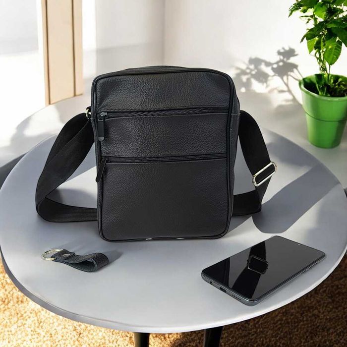 Стильна чоловіча шкіряна сумка через плече, сумка з натуральної шкіри