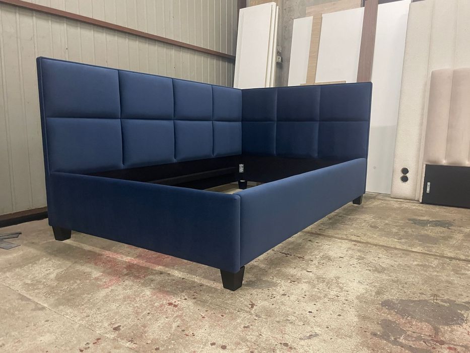 Łóżko tapicerowane narożne dziecięce młodzieżowe pojemnik stelaż