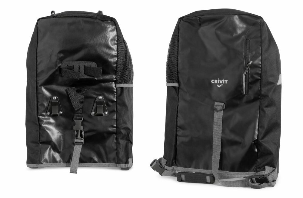 Nowa sakwa rowerowa CRIVIT na bagażnik / plecak 2w1 – wodoodporna (2 s