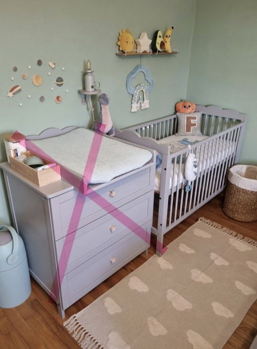 Sprzedam łóżeczko dziecięce szare model Oliver