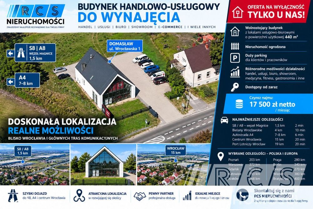 Budynek 440 m², Duży Parking, Doskonała Lokalizacj