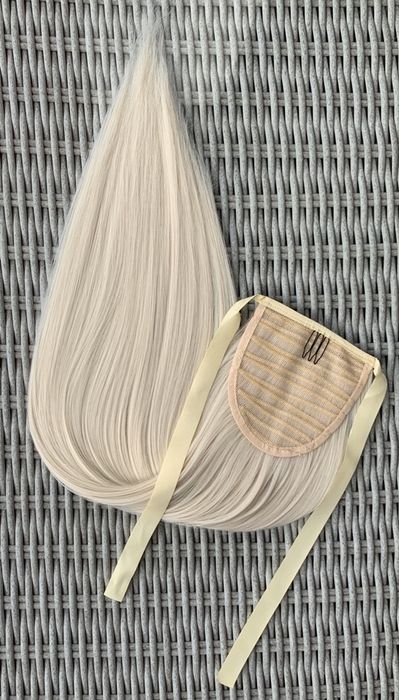 Premium Ultra włosy doczepiane, najaśniejszy blond, kucyk, 61.