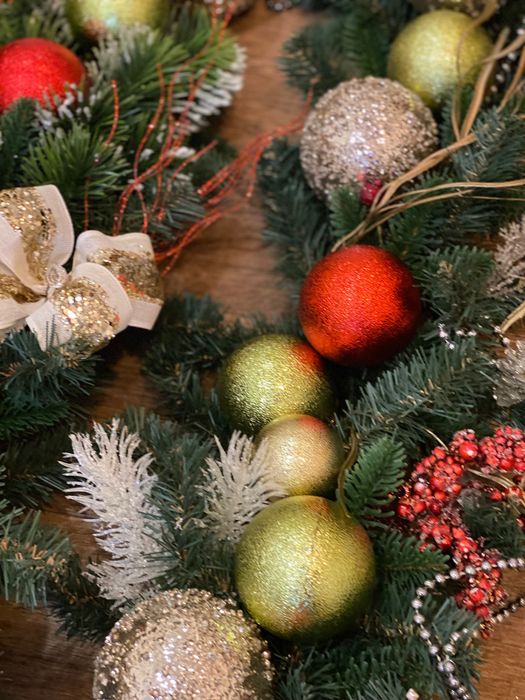 Гірлянда новорічна штучна хвоя, віночок різдвяний