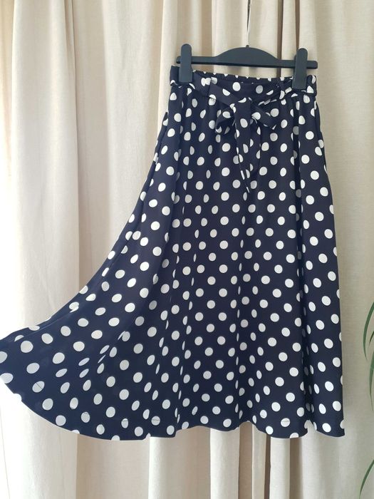 Spódnica czarna w grochy kropki vintage lata 50