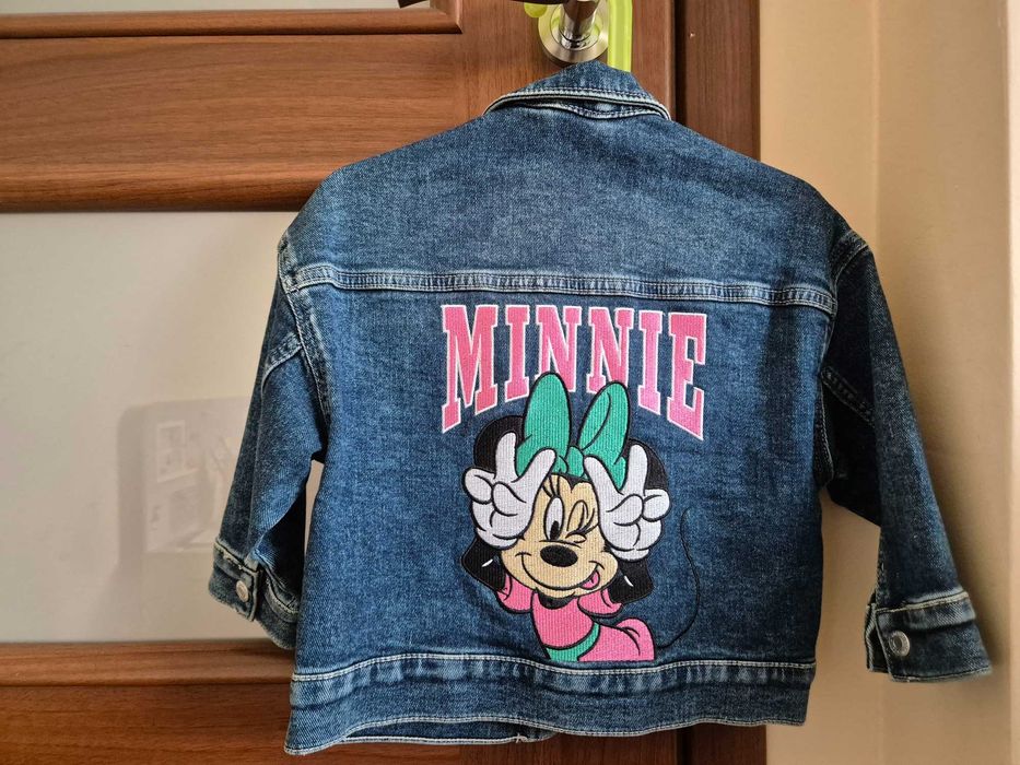 Kurtka jeansowa z Myszką Minie na plecach 98 h&m