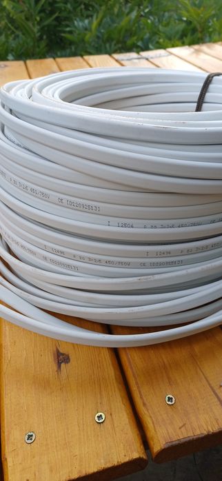 Przewód elektryczny YDYp 3*2,5 biały płaski  80 metrów