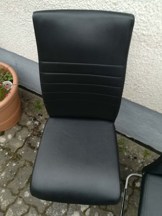 Krzesła z ekoskóry czarne 2 szt.