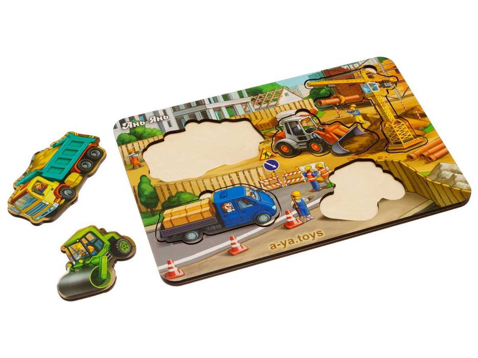 Знижки!Ubee. Дерев'яні пазли: Пожежна, Геометричні фігури, Будівництво