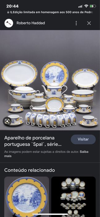 Serviço de jantar e serviço de chá e café