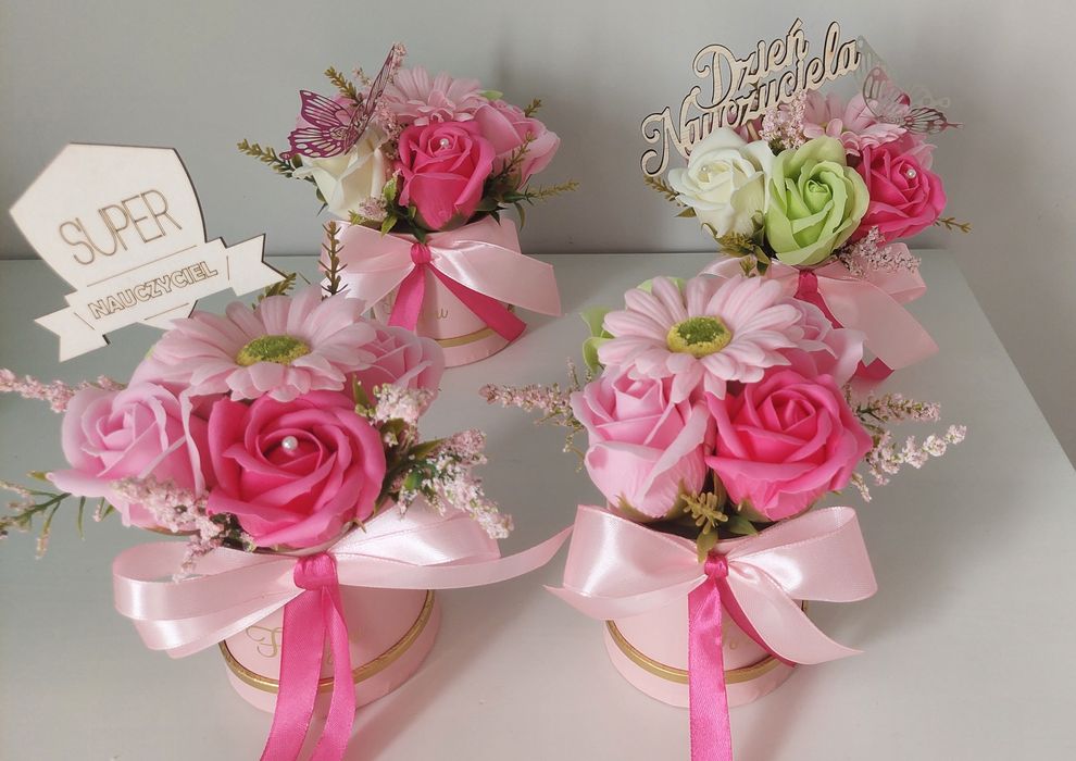 Mydlane kwiaty box Dzień Babci