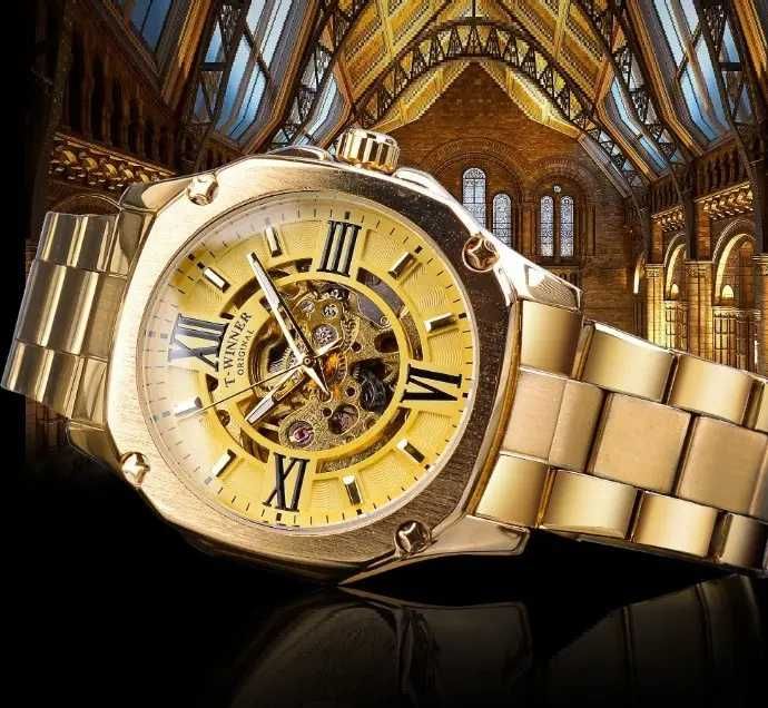 Чоловічий механічний наручний годинник мужские часы Winner Skeleton